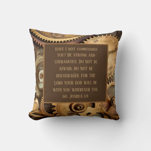 Joshua 1:9 Throw Pillow Encouraging Bible Verse  Kissen (Vorderseite)
