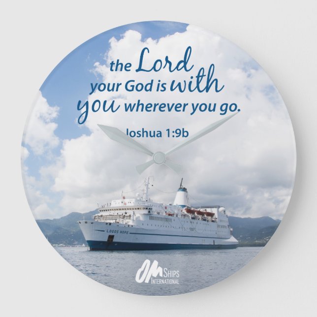 Joshua 1:9 Wall Clock Große Wanduhr (Vorderseite)