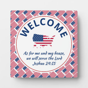Joshua 24:15 für mich und mein Haus USA Willkommen Fotoplatte