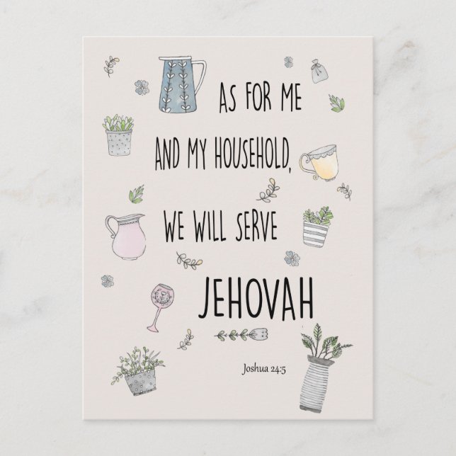 Joshua 24:5 wir werden Jehovah dienen Postkarte (Vorderseite)
