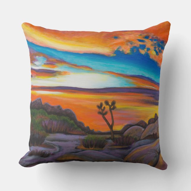 Joshua-Baum am Sonnenuntergang Kissen (Vorderseite)