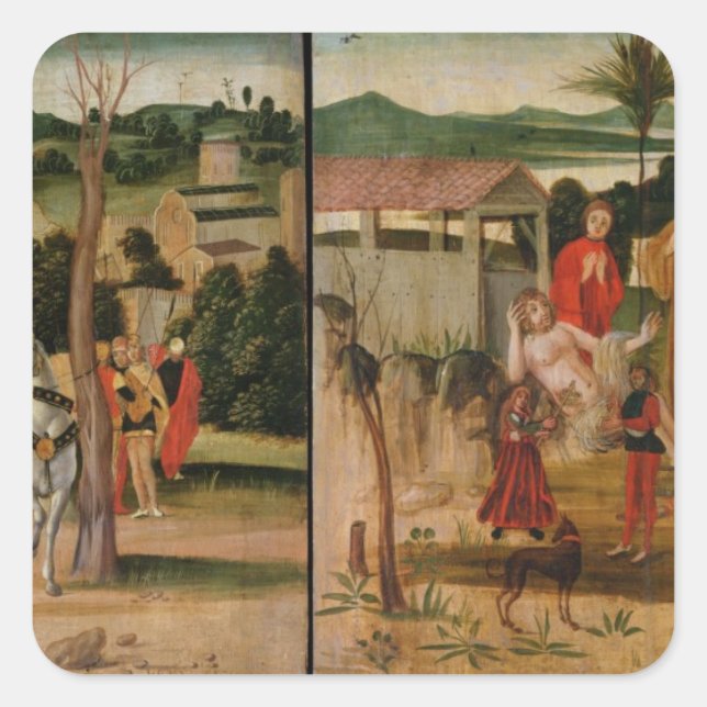 Joshua in den Mauern von Jericho Quadratischer Aufkleber (Vorderseite)