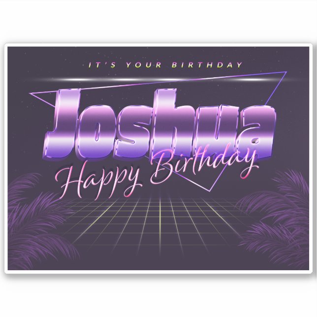 Joshua Nom Prénom lila retro Sticker (Devant)