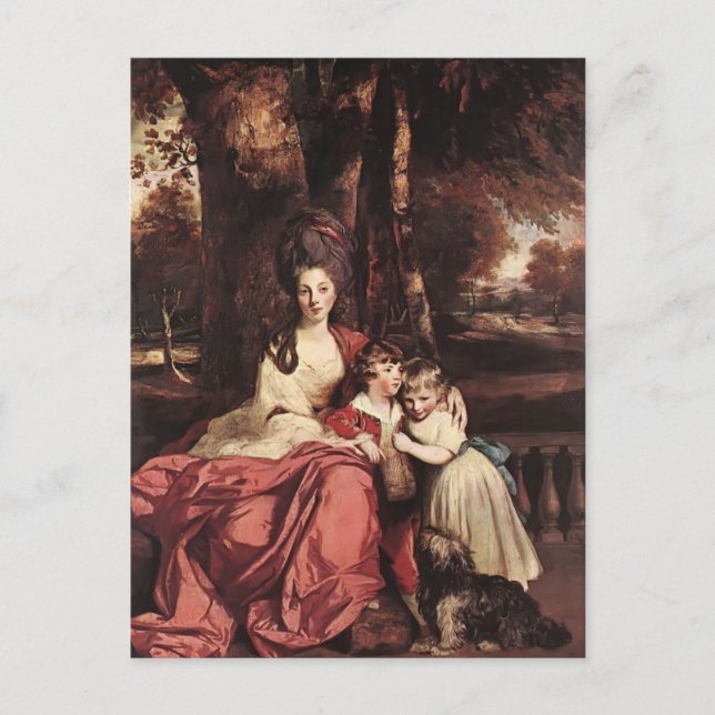 Joshua Reynolds - Lady Delm und ihre Kinder Postkarte (Vorderseite)