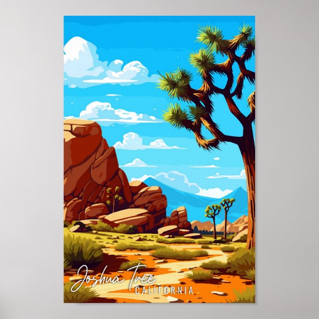 Joshua Tree California Vintage Reise Illustration Poster (Vorne)