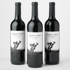 Joshua Tree Gastgeschenk Hochzeit Black & White Weinetikett