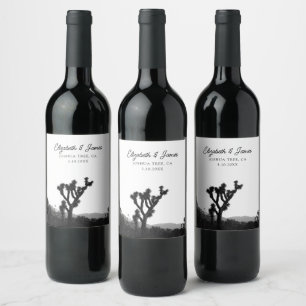 Joshua Tree Gastgeschenk Hochzeit Black & White Weinetikett
