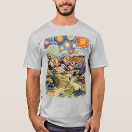 Joshua Tree Mountain Hiking Colorful Van Gogh T-Shirt