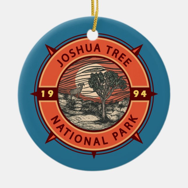 Joshua Tree National Park Bighorn Sheep Compass Keramik Ornament (Vorne)