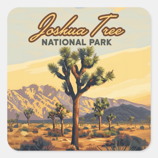 Joshua Tree Nationalpark California Quadratischer Aufkleber (Vorderseite)