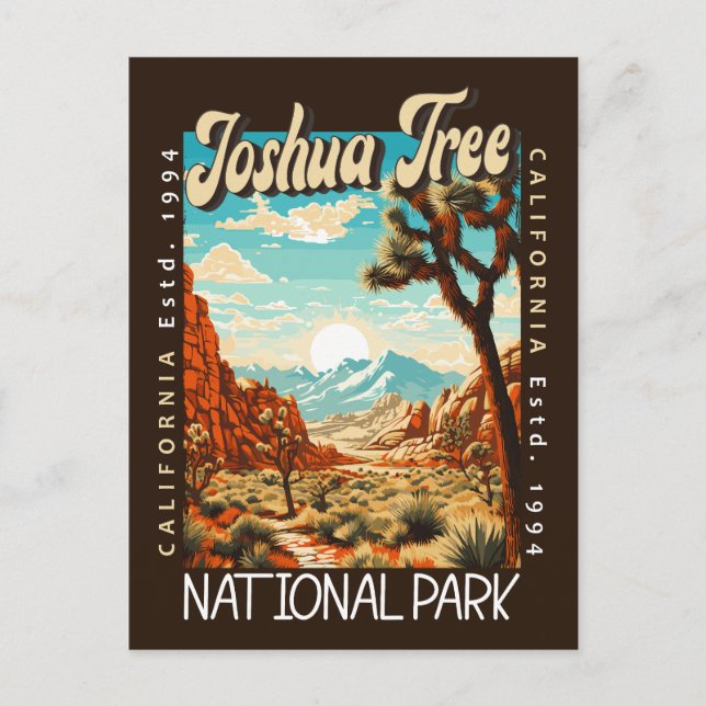 Joshua Tree Nationalpark Illustration erschüttert Postkarte (Vorderseite)