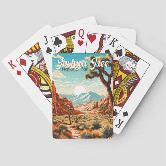 Joshua Tree Nationalpark Illustration Retro Spielkarten (Rückseite)