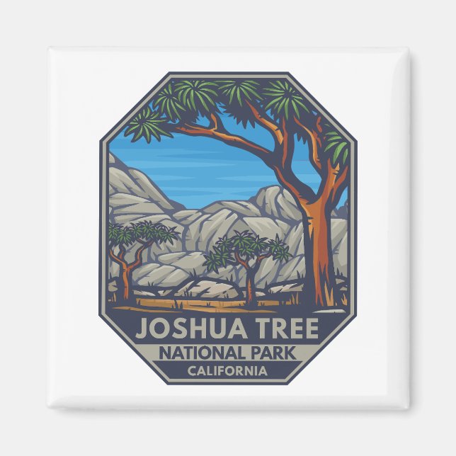 Joshua Tree Nationalpark Retro Emblem Magnet (Vorne)