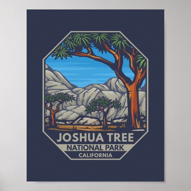 Joshua Tree Nationalpark Retro Emblem Poster (Vorne)