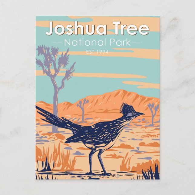 Joshua Tree Nationalpark Roadrunner Vintag Postkarte (Vorderseite)