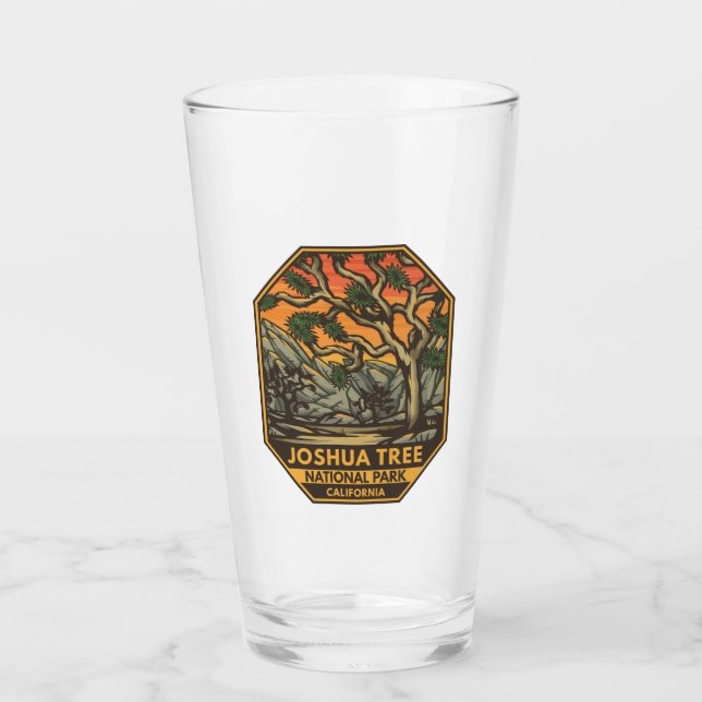 Joshua Tree Nationalpark Sunset Retro Emblem Glas (Vorderseite)