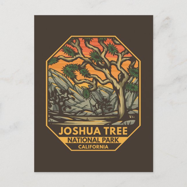 Joshua Tree Nationalpark Sunset Retro Emblem Postkarte (Vorderseite)
