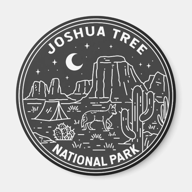 Joshua Tree Nationalpark Vintag Monoline Magnet (Vorne)