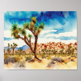 Joshua Tree Nationalpark Watercolor Art Poster