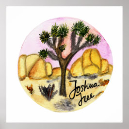 Joshua Tree Nationalpark Watercolor Sunset Poster