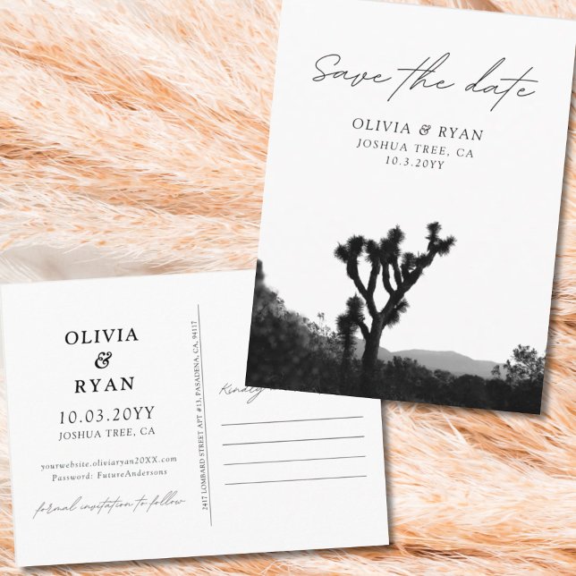 Joshua Tree Save the Date Postcard Black & White Postkarte (Joshua Tree Save the Date Postcard Black & White)