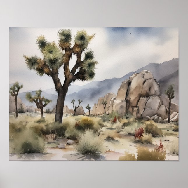 Joshua Tree Watercolor Art Print Poster (Vorne)
