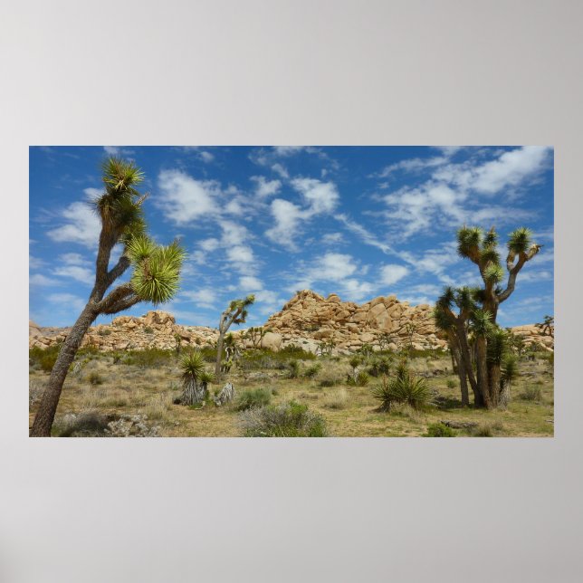 Joshua Trees und Blue Sky Wüste Landschaft Poster (Vorne)