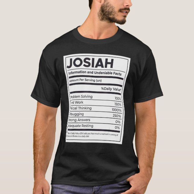 Josiah Nutrition Information Problem lösen T-Shirt (Vorderseite)