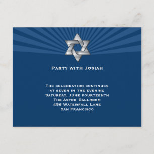 Josiah silberne jüdische Stern-Bar Mitzvah Einladung