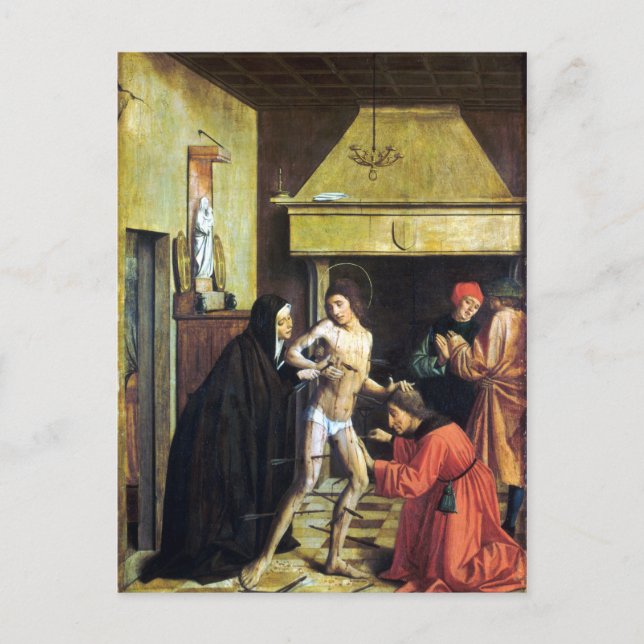 Josse Lieferinxe Saint Sebastian Cured von Irene Postkarte (Vorderseite)