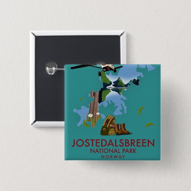 Jostedalsbreen National Park Flight Poster Button (Vorne & Hinten)