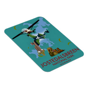 Jostedalsbreen Nationalpark Flugposter Magnet