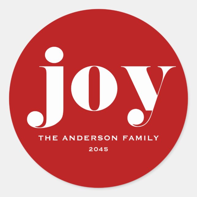 JOT Bold Typografy Modern Christmas Red Runder Aufkleber (Vorderseite)