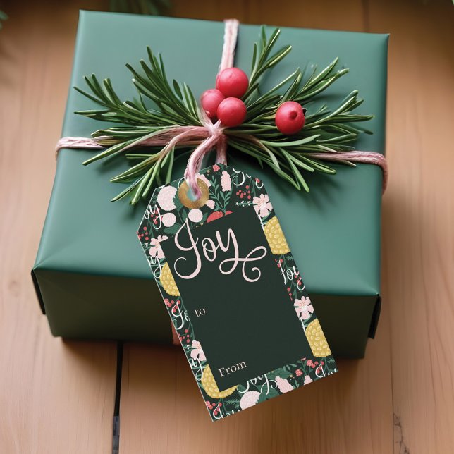 Jotanical Floral Festival Garden Muster Grün Geschenkanhänger (Joy Botanical Floral Festive Garden Pattern Green Gift Tags)