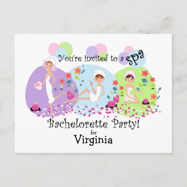 Jote Bachelorette Spa de la fête des invitations p (Devant)