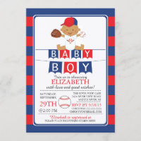 Jote Baseball Boys Baby shower Invitation