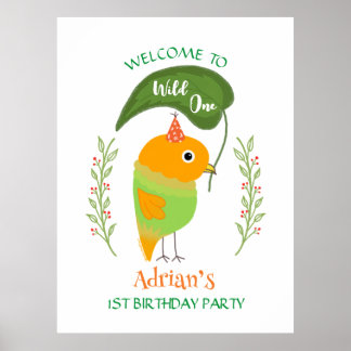 Jote Bird Wild One 1st Bird Welcome Poster
