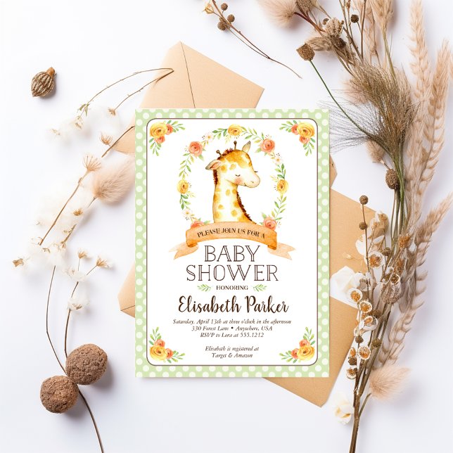 Jote Genre Neutre Giraffe Baby shower Invitation (Créateur téléchargé)