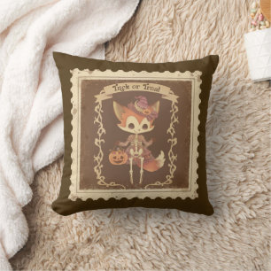 Jote Halloween Fox Skeleton Coussin
