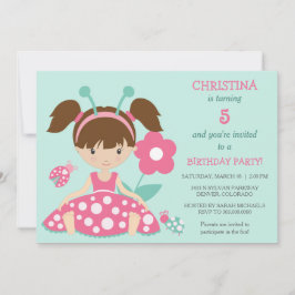 Jote Ladybug Girls Anniversaire Invitation