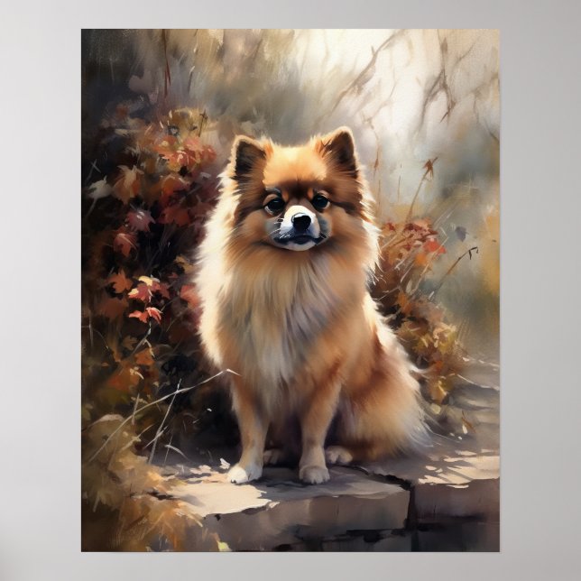 Jote Pomeranian Dog Art Imprimer Poster (Devant)