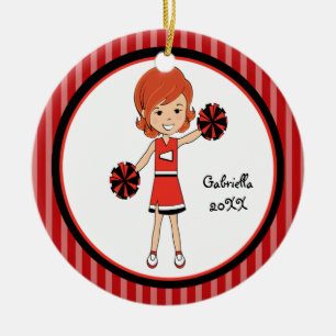 Jote Red Haired Pom-pom girl Ornement de Noël