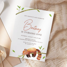 Jote Red Panda Anniversaire minimaliste Invitation