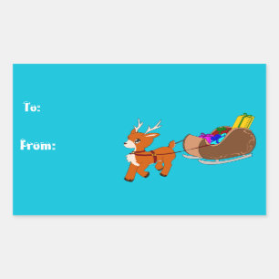 Jote Reindeer Noël Basic To/From Étiquette cadeau