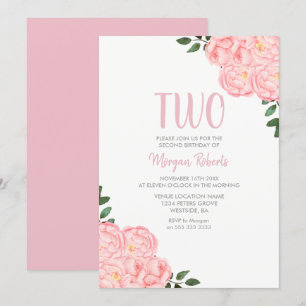 Jote Rose Girls 2e Invitation de fête d'anniversai