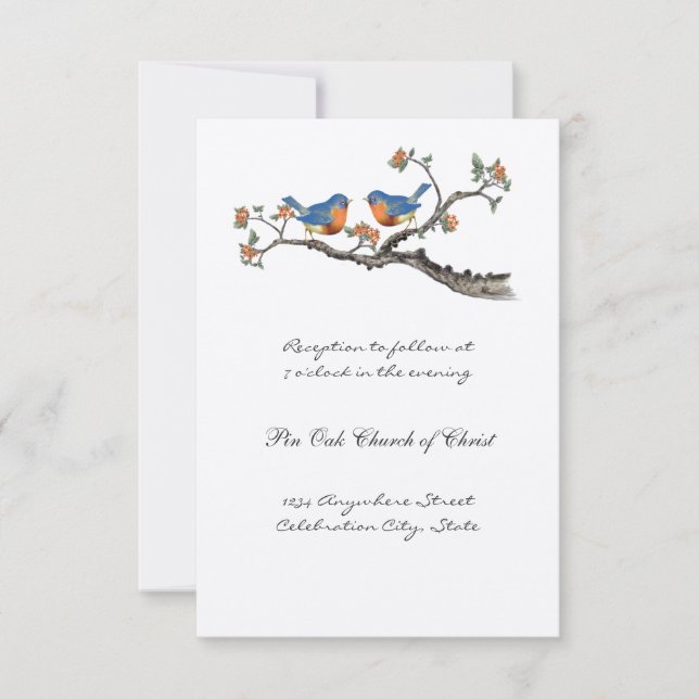 Jote Vintage Bluebirds Invitations de mariage (Devant)