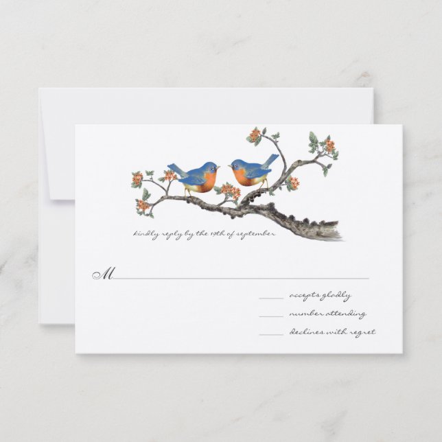Jote Vintage Bluebirds Invitations de mariage (Devant)
