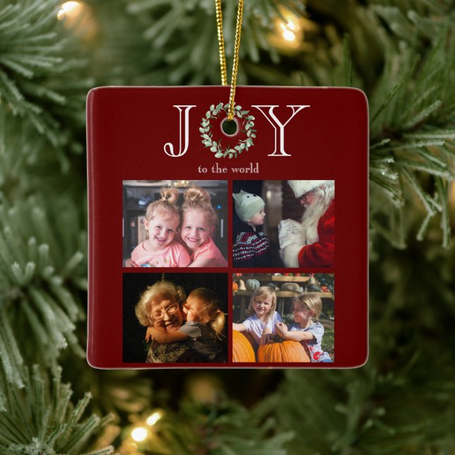 Joto the World 4 Fotos Personalisiert Red Keramikornament (Baum)