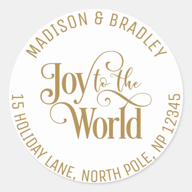 Joto the World Christmas Holidays Gold Script Runder Aufkleber (Vorderseite)