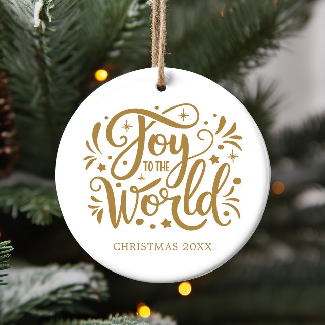 Joto the World Elegant Gold Script Christlich Keramik Ornament (Von Creator hochgeladen)